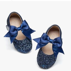 Sparkly Blue Kids Shoes with Bow
